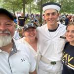 Samuel Baisden with his parents, James and Rhonda Baisden, and his sister, Sarah Jane, after Samuel was sworn into the U.S. Naval Academy on Thursday, June 29, 2023, in Annapolis, Maryland. (Photo provided)