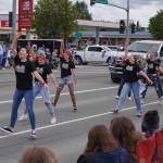 Diamond Dance Project students perform a routine as the Fourth of July Parade moves down the Kenai Spur Highway in Kenai, Alaska on Tuesday, July 4, 2023. (Jake Dye/Peninsula Clarion)