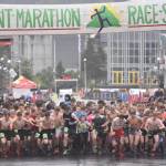 The start of the junior Mount Marathon Race on Tuesday, July 4, 2023, in Seward, Alaska. (Photo by Jeff Helminiak/Peninsula Clarion)