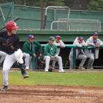 Brett Grupe readies for a swing during a game between the Peninsula Oilers and the Mat-Su Miners on Tuesday, July 4, 2023, at Coral Seymour Memorial Park in Kenai, Alaska. (Jake Dye/Peninsula Clarion)