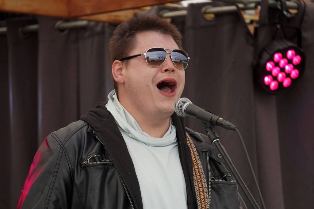 Dirk Brankel performs as part of Gold Peak during the Seventh Annual RockN the Ranch at the Rusty Ravin on Friday, July 7, 2023, at Rusty Ravin Plant Ranch in Kenai, Alaska. (Jake Dye/Peninsula Clarion)