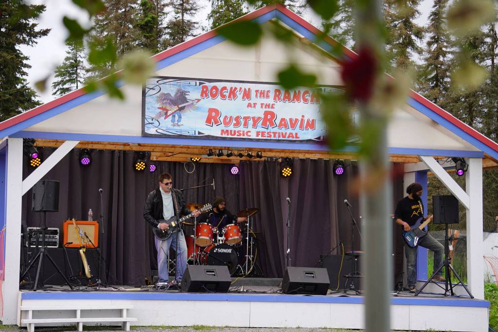 Gold Peak play the opening set of the Seventh Annual RockN the Ranch at the Rusty Ravin on Friday, July 7, 2023, at Rusty Ravin Plant Ranch in Kenai, Alaska. (Jake Dye/Peninsula Clarion)