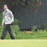 Nolan Rose chips onto the 18th green at the Kenai Peninsula Open on Sunday, July 16, 2023, at Birch Ridge Golf Course in Soldotna, Alaska. (Photo by Jeff Helminiak/Peninsula Clarion)