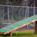 Agility equipment is ready for use at the Kenai Bark Park in Kenai, Alaska, on Friday, July 28, 2023. (Jake Dye/Peninsula Clarion)