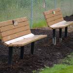 Benches are ready for use at the Kenai Bark Park in Kenai, Alaska, on Friday, July 28, 2023. (Jake Dye/Peninsula Clarion)