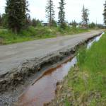 A canal full of water runs along a Kenai Peninsula Borough right-of-way on Friday, July 21, 2023 near Kenai, Alaska. (Ashlyn OHara/Peninsula Clarion)