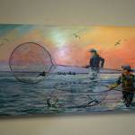 A painting by Susan Watkins hangs at the Kenai Art Center in Kenai, Alaska, on Wednesday, Aug. 2, 2023, as part of Up Close and Far Away  My View, the centers August exhibit. (Jake Dye/Peninsula Clarion)