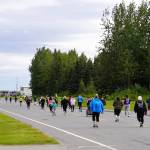 Participants of the 34th Annual Kenai Peninsula Violence Free Community Run set out in Kenai, Alaska, on Saturday, Aug. 12, 2023. (Jake Dye/Peninsula Clarion)