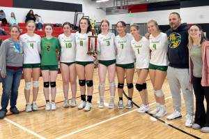 The Seward volleyball team after winning the North South Tournament on Saturday in Houston, Alaska. (Photo provided)