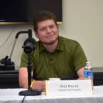 Phil Daniel participates in a Kenai City Council candidate forum at the Kenai Community Library in Kenai, Alaska, on Thursday, Sept. 7, 2023. (Jake Dye/Peninsula Clarion)