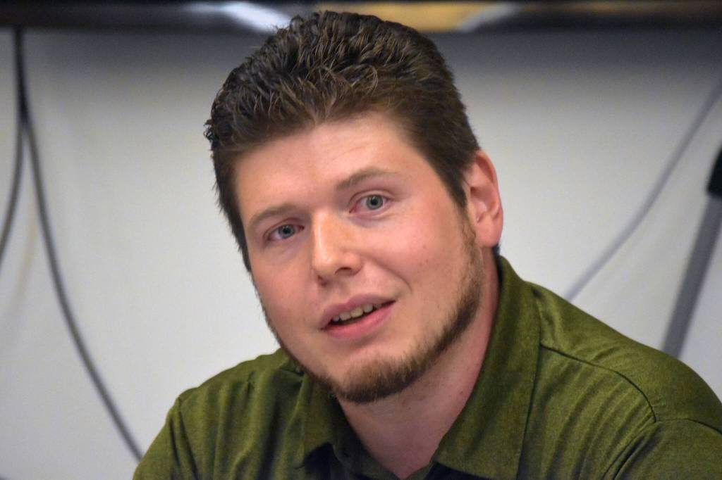 Phil Daniel participates in a Kenai City Council candidate forum at the Kenai Community Library in Kenai, Alaska, on Thursday, Sept. 7, 2023. (Jake Dye/Peninsula Clarion)
