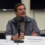 Henry Knackstedt participates in a Kenai City Council candidate forum at the Kenai Community Library in Kenai, Alaska, on Thursday, Sept. 7, 2023. (Jake Dye/Peninsula Clarion)