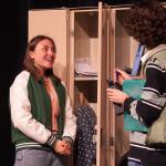 Sophia Micciche and Kincaid Jenness rehearse Lockers at Nikiski Middle/High School in Nikiski, Alaska, on Tuesday, Sept. 19, 2023. (Jake Dye/Peninsula Clarion)