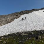 Working in the alpine to measure vegetation response to fire. (Photo by Jackie Morton/USFWS)