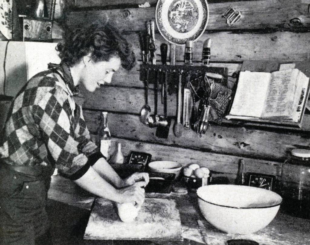 1954 photo by Bob and Ira Spring for Better Homes & Garden magazine
Rusty Lancashire kneads bread dough in her kitchen.