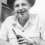 Photo courtesy of the Lancashire Family Collection.
Larry relaxes with his pipe, probably in the 1950s.