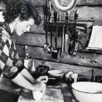 Rusty Lancashire kneads bread dough in her kitchen. (1954 photo by Bob and Ira Spring for Better Homes & Garden magazine)