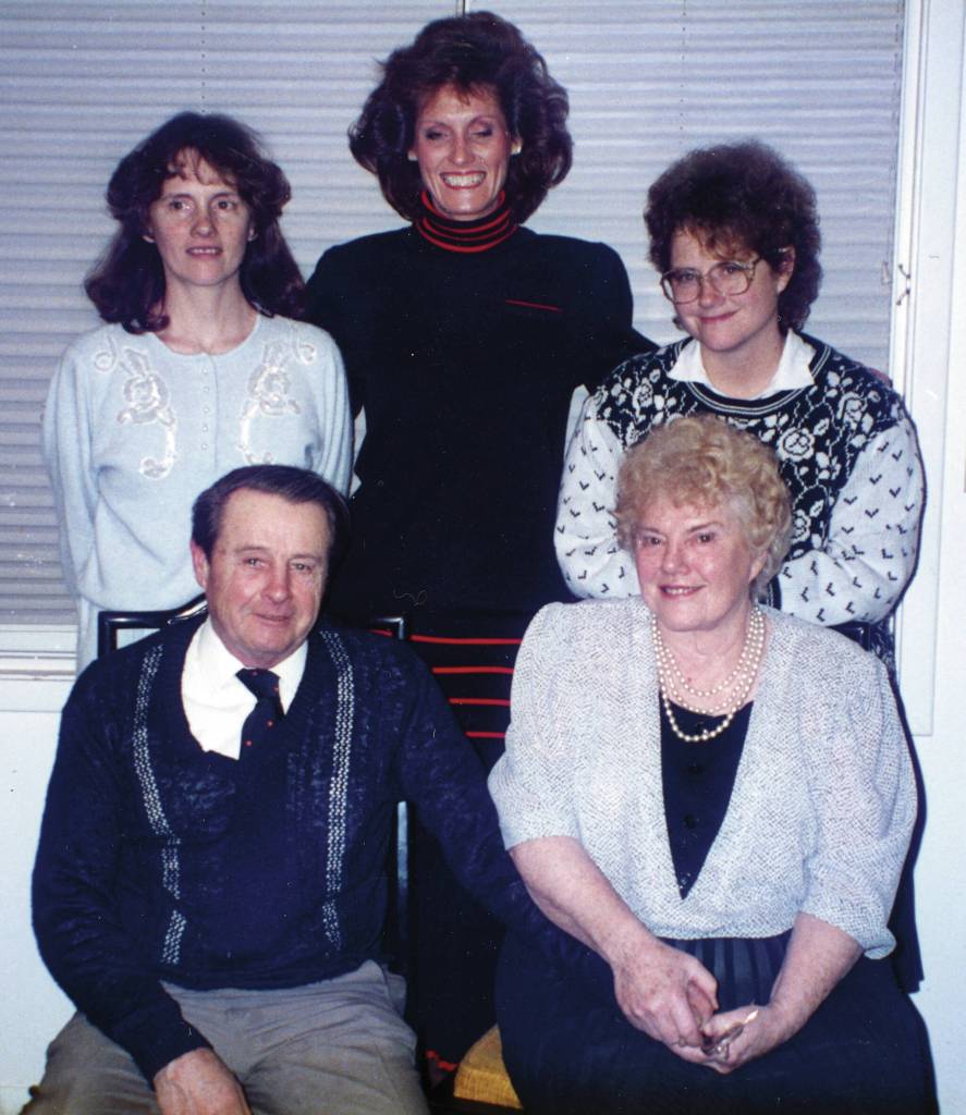 The whole Lancashire family got together for a group photo in 1989 on the occasion of Rusty and Larrys 50th wedding anniversary. Back row (L-R) are Martha, Lori and Abby. (Photo courtesy of the Lancashire Family Collection.)