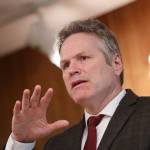 Gov. Mike Dunleavy speaks during an April 27 news conference at the Alaska State Capitol in which options for a long-range fiscal plan were discussed. (Clarise Larson / Juneau Empire File)