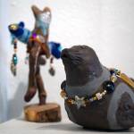 A sculpture by Laura Faeo, right, is included in the Biennial Judged Show at Kenai Art Center in Kenai, Alaska, on Wednesday, Oct. 4, 2023. (Jake Dye/Peninsula Clarion)