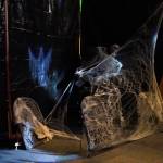 Halloween lights and iconography decorate the corridors of the Haunted Chamber at the Kenai Chamber of Commerce in Kenai, Alaska, on Monday, Oct. 9, 2023. (Jake Dye/Peninsula Clarion)