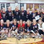 The Kenai Central volleyball team after winning the Southcentral Conference tournament Saturday, Nov. 4, 2023, at Grace Christian in Anchorage, Alaska. (Photo provided)