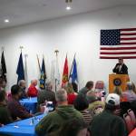Post 20 Past Cmdr. David Segura speaks during a Veterans Day celebration at the American Legion Post 20 in Kenai, Alaska, on Saturday, Nov. 11, 2023. (Jake Dye/Peninsula Clarion)