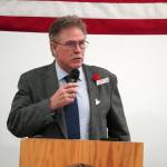 City of Kenai Mayor Brian Gabriel speaks during a Veterans Day celebration at the American Legion Post 20 in Kenai, Alaska, on Saturday, Nov. 11, 2023. (Jake Dye/Peninsula Clarion)