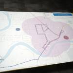 A preliminary Soldotna route for the Kahtnu Area Transit sits ready for comment alongside markers and sticky notes at the Challenger Learning Center of Alaska in Kenai, Alaska, on Wednesday, Nov. 29, 2023. (Jake Dye/Peninsula Clarion)