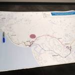 A preliminary full coverage map for the Kahtnu Area Transit sits ready for comment alongside markers and sticky notes at the Challenger Learning Center of Alaska in Kenai, Alaska, on Wednesday, Nov. 29, 2023. (Jake Dye/Peninsula Clarion)