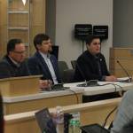 From left: Rep. Ben Carpenter, Sen. Jesse Bjorkman and Rep. Justin Ruffridge discuss their priorities regarding education during a work session with members of the Kenai Peninsula Borough School District on Monday, Dec. 4, 2023 in Soldotna, Alaska. (Ashlyn OHara/Peninsula Clarion)