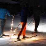 Skiers participate in the Third Annual StarLight StarBright winter solstice skiing fundraiser at the Kenai Golf Course in Kenai, Alaska, on Thursday, Dec. 21, 2023. (Jake Dye/Peninsula Clarion)