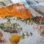 Artwork by Lynne OConnor set for exhibition in the Kenai Art Centers January show, Feels Like Home, awaits hanging at the Kenai Art Center in Kenai, Alaska, on Friday, Dec. 22, 2023. (Jake Dye/Peninsula Clarion)