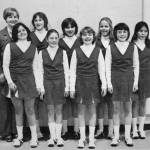 Bev Edwards, too, had duties beyond teaching in the classroom. Here, she poses with the schools 1973-74 cheerleading squad, for which she was the sponsor. (Image courtesy of Rex and Beverly Edwards)
