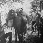 Lorna Keeler was a second cousin to Larry Clendenen (left, in photo), who encouraged her and her husband Lawrence to consider Anchor Point as a place to homestead. Larry Clendenen, seen here with his son Lee in 1964 while returning from a successful sheep hunt, homesteaded with his family one year before the Keelers. Photo from the Clendenen story in In Those Days.