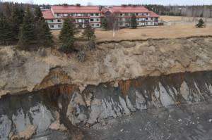 Erosion of the Kenai bluff near the Kenai Senior Center. (Photo by Aidan Curtin courtesy Scott Curtin)