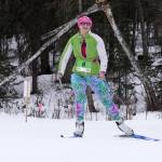 Sarah Pyhala proceeds along a trail during the Tour of Tsalteshi at Tsalteshi Trails near Soldotna, Alaska, on Sunday, Feb. 18, 2024. (Jake Dye/Peninsula Clarion)