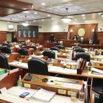 Rep. Cathy Tilton, R-Wasilla, presides over a mostly empty House chamber at the end of an hourslong recess over education legislation on Monday in Juneau (Ashlyn OHara/Peninsula Clarion)