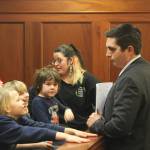 Rep. Justin Ruffridge, R-Soldotna, explains the legislative amendment process to Montessori students in the Alaska House Chambers on Monday, Feb. 19, 2024 in Juneau, Alaska. (Ashlyn OHara/Peninsula Clarion)