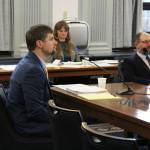 Sen. Jesse Bjorkman, R-Nikiski, presents information on a bill establishing a voluntary buyback program for Cook Inlets east side setnet fishery on Monday, Feb. 19, 2024, in Juneau, Alaska. (Ashlyn OHara/Peninsula Clarion)