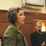 Sen. Shelley Hughes, R-Palmer, speaks in support of Senate concurrence on a version of an education bill passed by the Alaska House last week during a Senate floor discussion on Monday, Feb. 26, 2024, in Juneau, Alaska. (Ashlyn OHara/Peninsula Clarion)