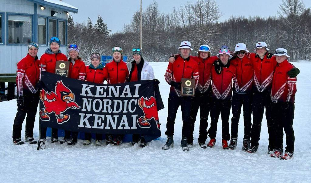 The Kenai Central girls and boys teams earned top Division II honors at the state Nordic ski meet at Kincaid Park in Anchorage, Alaska, on Saturday, Feb. 24, 2024. (Photo provided)