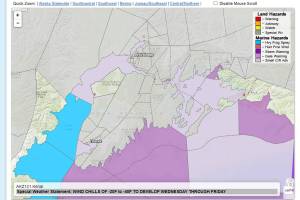 A map displays a wide-ranging special weather statement, published Tuesday by the National Weather Service, covering Southcentral Alaska. (Map courtesy of National Weather Service)
