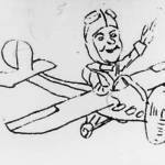 W.R. Benson illustrated his own newssheet, The Homer Homesteader, with cartoons like this one from October 1948.