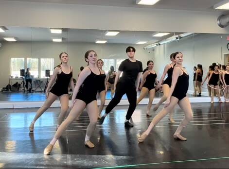 Senior company dancers rehearse the jazz routine Sing, Sing, Sing. (Photo provided by Forever Dance Alaska)