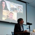 Michael Jones, Louie Flora and Crystal Schwartz participate in a candidate forum for the Homer Electric Association Board of Directors hosted by KDLL 91.9 FM, KBBI AM 890 and the Peninsula Clarion at the Soldotna Public Library in Soldotna, Alaska, on Monday, March 18, 2024. (Jake Dye/Peninsula Clarion)