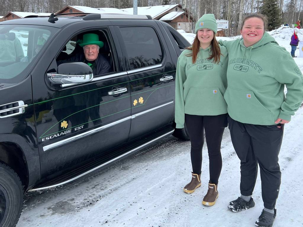 Mike Sweeney and members of his staff participate in the Sweeneys St. Patricks Day Parade in Soldotna, Alaska, on Sunday, March 17, 2024. (Photo provided by Sara Hondel)
