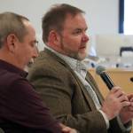 Kenai Peninsula Borough School District Superintendent Clayton Holland responds to questions during a joint worksession of the School Board and Kenai Peninsula Borough Assembly in Soldotna, Alaska, on Tuesday, April 2, 2024. (Jake Dye/Peninsula Clarion)
