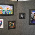 Artwork by Kenai Peninsula Borough School District middle school students is displayed as part of the 33rd Annual Visual Feast at the Kenai Art Center on Wednesday, April 3, 2024. (Jake Dye/Peninsula Clarion)