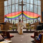 Meredith Harber pastors at Christ Lutheran on Easter morning, Sunday, March 31, 2024, in Soldotna, Alaska. (Photo by Debbie Delker/courtesy)